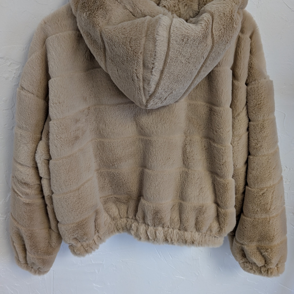Stella Tweed Tan Faux Fur Jacket - Picture 4 of 5